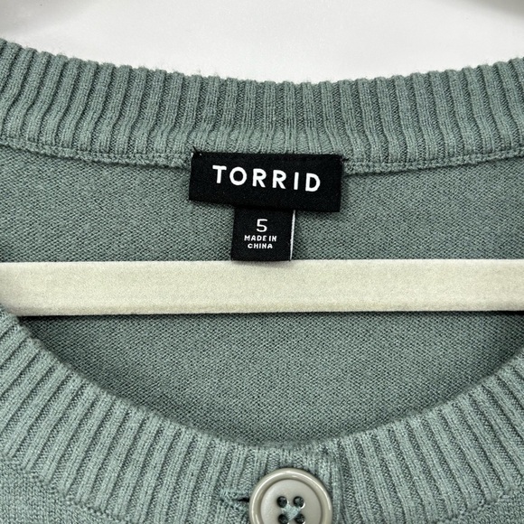 Torrid 5X 5 Green Button-Up Women's soft crew neck shrug cardigan plus office - Picture 7 of 12